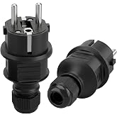 2 Pieces 250V 16A Schuko Plug IP44 Plug Male Plug Reusable | Cable with Anti-Twist Protection and Tension Relief Connector fo