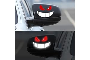 COSYSPARKS Divertido pegatinas coche graciosas, 2 piezas pegatinas para coche graciosas calcomanía para coche la pegatina de coche sonriente monstruo de la pegatina de decoración de coche (Rojo)