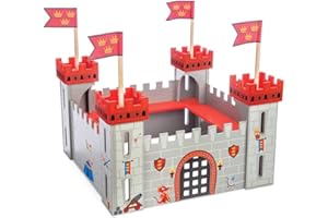 Le Toy Van - TV256 - Castello di legno gioco per bambini 3 anni, My First Castle, include 30 adesivi per decorare il castello, con 4 torri e ponte levatoio funzionante, 43 x 43 x 42 cm