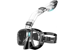 Bordhap Snorkel Mask Foldable Diving Mask Set with Dry and Camera Mount, Anti-Fog Professional Snorkeling Gear-Black