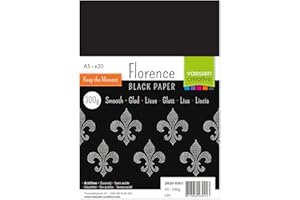 Florence Vaessen Creative - Cartoncino liscio, nero, 300 g, formato A5, 20 fogli, per scrapbooking, creazione di biglietti, fustellatura e altri lavori con la carta