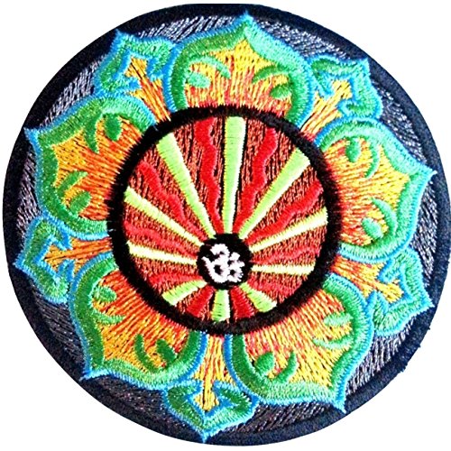 Aufnäher Patches für Jacken Jeans Kleidung Flicken Stoff Kleider Bügelbilder Sticker Applikation Patches Aufbügler Aufnäher zum aufbügeln "8 cm Om Hippie "