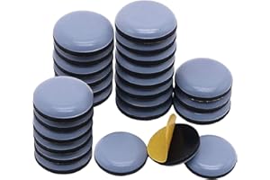 VIKSAUN 25 pièces Patins pour Meubles Téflon Auto-adhésifs, Patin Glisseur pour Chaise, Canapé, Bureau, Table, Fauteuil, 25MM Rond Curseurs, Patins Glisseurs pour Meubles Auto-adhésifs
