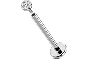 OUFER Body Piercing Trago Labbro Piercing Internally Titanium Lip Piercing Jewellery 16G Helix Earrings Clear CZ Tragus Conch Piercings Labret Earrings