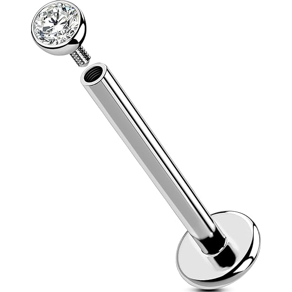 Piercing Helix Piercing Labret In Titanio Grado 23 - 16G Con Zirconia - 6/8/ 10/12mm Per Labbro, Trago Ed Elice Orecchini Uomo