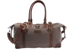 LECONI Shopper en toile + cuir Look vintage Petit sac pour le weekend Bagage à main Sac de voyage Sac de sport Sac de fitness Unisexe Dames + Hommes 45x30x20cm LE2008-C