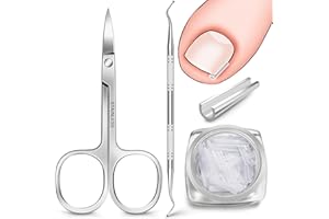 GJNL Ingrown Toenail Set - 60 Pcs Pain-Free Straightener Strips -Toe Lifter and Small Scissors- Easy Use Ingrown Toenail Set(Sliver)
