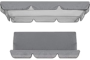 WINARA Toile de Balancelle de Jardin avec Toit et Coussin,Toit De Rechange pour Balancelle Balançoire De Jardin 2-3 Places,Impermeable Couverture Auvent pour Jardins Batt,Gris-190 * 132 * 15cm