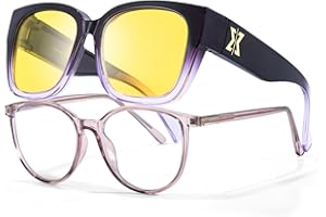 SIPHEW Night Driving Over Glasses Anti Glare Night Vision Fit Over Glasses Yellow Polarised Lenses Reduce Headlight for Women Men