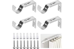 WODEHAHAGOU 4 PCS Heavy Duty Curtain Brackets for Home, Bedroom, Office & Wall Poles