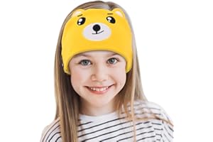 Laelr Kids Headband Headphones Soft Fleece Wireless Bluetooth Headband Headset with Built-in Microphone Voice Prompt Hi-Fi Stereo Super Bass Music Sleep Eye Mask for Travel and Sleeping (Yellow)