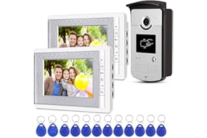 uoweky Sistema de Control de Acceso de la Cámara RFID del Teléfono de la Puerta de Intercomunicación de Video en Casa + 10pcs ID Blue Keyfob (1 cámara 2 monitor)
