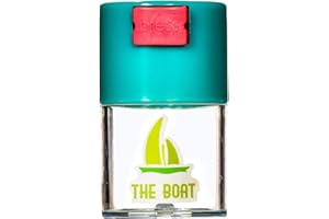 THE BOAT Bote anitolor hermético pequeño resistente al agua y fuertes olores I 50ml de espacio I Ideal para hierba y especias I El sistema de cierre desplaza el aire para crear un cierre hermético.