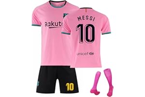 AZISEN Maillot Barcelone de Foot Soccer Jersey Enfant, 22-23 Barca Ensemble Enfant et Adultes Garçon Vêtements de Football Extérieur Tshirt Short avec Chaussette Maillots de Joueur de Football Garçon