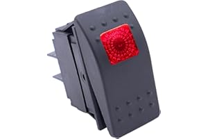 HISports Boat Rocker Switch Waterproof Toggle Switch 12V 20A SPST ON/Off Lighted Rocker Switch 4Pins Toggle Buttons with Red LED Light for Car RV Marine Boat Motorhome Vehicles Truck Yacht
