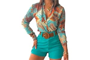 ORANDESIGNE Completo Donna Elegante Estivo Camicetta e Pantaloncini Due Pezzi Tuta Casual Chic Set Shorts Cerimonia Business Moda Completo Streetwear Suit Business OL Formale per Ufficio