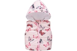 Routefuture Gilet Doudoune sans Manche Chaud Fille Down Gilet, Veste sans Manche Blouson Manteaux à Capuche Imprimé Dinosaure Dessin Animé pour Enfants Hiver 12mois - 5ans