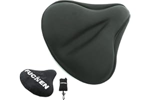 FUCNEN 27 x 25 cm Funda de gel para sillín de bicicleta, cómodo cojín de gel para asiento de bicicleta estática para ejercicio de carretera, sillín acolchado estacionario para interior y exterior