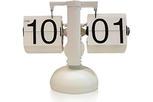 HERCHR Reloj de escritorio abatible, retro, automático y giratorio, funciona con pilas y engranajes internos