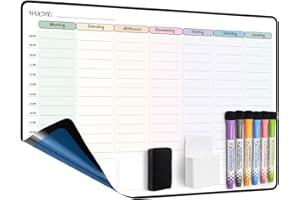 ‎MCCORL MCCORL 42 x 28 cm Whiteboard Weekly Planner Wipe Clean Self-Adhesive for the Wall, Glass and Wood (Any Smooth Surface) Planning Board, Memo Board in German