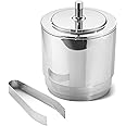 Georg Jensen Manhattan Ice Bucket with Tongs and Lid - Mirror Polished Stainless Steel - Durable Bar Accessory