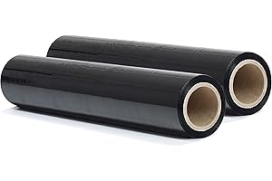 RAGO® Stretchfolie Schwarz folie für möbel 2 Stück 130m l Hand Stretchfolie rollen I Palettenfolie Handfolie Wickelfolie I Verpackungsmaterial (7,5 x 7,5 x 40 cm) 0,9 kg I 130m Länge