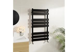 Warmehaus Minimalist Bathroom Flat Panel Heated Towel Rail Radiator Rad Black 800x450mm - Modern Central Heating Space Saving Radiators - Perfect for Bathrooms