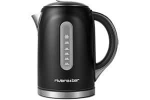 RIVIERA & BAR riviera&bar Bouilloire électrique 1.5L MILA - Température Réglable 50,100°C, Écran LCD, Maintien au Chaud, Sécurité Anti-Surchauffe, Design Élégant - 2200W - Noir