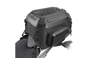 Rhinowalk Motorcycle Travel Luggage, Expandable Motorcycle Tail Bag 35L,Waterproof All Weather/Trunk/Rack Bag with Sissy Bar Straps-Carbon Black