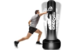 JUOIFIP Schwere Boxsäcke für Erwachsene - 69'' freistehender Boxsack mit Ständer für das Training von Männern MMA Muay Thai Fitness - Perfekter stehender aufblasbarer Kickboxsack