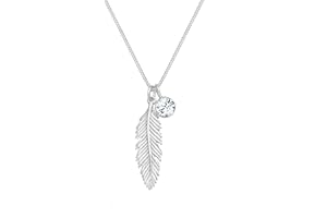 Elli Damen Halskette Feder Anhänger Boho mit Kristallen