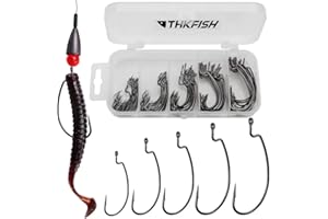 THKFISH Lot de 50/100 pièces/boîte Offset - vers - Hameçons Dropshot - Kit de pêche # 2# 1 1/0 2/0 3/0