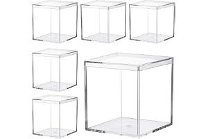 Keboyoe 6 st 7,5 x 7,5 x 7,5 cm akryl displaylådor med lock klar plast, genomskinliga akryl låda fyrkantig kub för förvaring