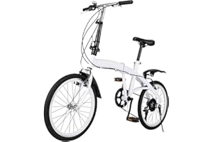 lousriyy Bicicletta pieghevole da 20 pollici, per adulti, 6 marce, colore bianco, pieghevole, 75-93 cm, altezza regolabile, pieghevole, per donne, adolescenti, campeggio, KAZB8WDZH8-KLXY