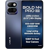 Lava Bold N4 Pro 5G (Monaco Blue, 6GB RAM, 128GB Storage) | 50MP AI Rear Camera | 6000mAh Battery with 18W Fast Charge | 500K