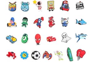 GRADESAFE 15, 30, Mixed, Girl Or Boy Superhero Famous Cute Cool Funny Random Colourful Shoe Charms Decorations For Croc Clog Shoes, Bracelet And Wristband For Women & Men No Duplicates