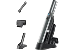 Shark WandVac 1.0 Cordless Handheld Vacuum Cleaner, Small & Lightweight, Powerful Suction Handheld Vacuum with Duster/Crevice and Multi-Surface Tools, Charging Base, Grey, WV200UK