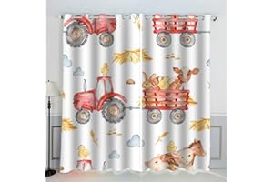 ZLKEJI Vorhänge Ösen Gardinen Herbst Kühe Traktoren Verdunklungsvorhänge Wohnzimmer Schlafzimmer Kinderzimmer Mädchen Jungen Vorhänge Blickdicht 140 x 160 cm BxH