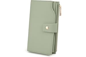 UTO - Cartera para Mujer con Correa de Muñeca Desmontable, Soporte para Chequera, Bolsa de Teléfono, Monedero de Mano Grande