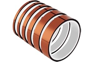 YTBUBOR 6 Roll 10m High Temp Tapes Polyimide Film Adhesive Tape Multi-width 0.4/0.6/0.8/1/1.2/2cm, Worked Well for Masking, Soldering, Powder Coating, Printing PCB board and Packing Fixing
