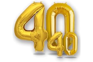 FUNXGO Palloncino Numero 40 Oro - due pezzi Uno grande e uno piccolo - Palloncini Compleanno Anni - Feste Decorazione di Compleanno Palloncino (Oro 40)