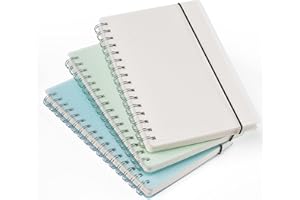 GOSIRM Notizbuch A5 Kariert, Hardcover Notizblock DIN A5, 120 g/m² Creme Papier Chequered Notebook Journal, 480 Seiten Journal Notizheft, Tagebuch mit Gummiband, No Bleed Transparent Blau Grün 3 Stück