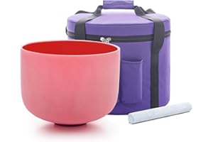 Hye-eun Cuenco tibetano rojo de 432 Hz, chakra raíz, cristal de cuarzo, con bolsa de transporte, para yoga, curación, sonido, energía, vibración