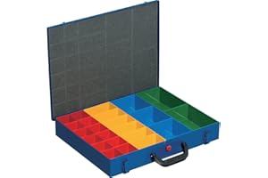 Allit - Valigetta per attrezzi, in metallo stagno, per pezzi piccoli, EuroPlus 23, con scomparti, dimensioni 44/23 x 63 cm, colore: Blu
