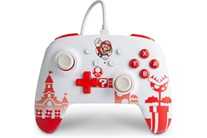 POWER A Mando con cable mejorado PowerA para Nintendo Switch - Mario Rojo/Blanco