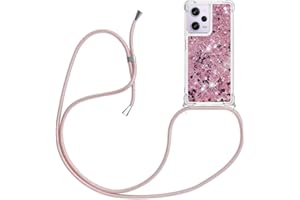 YAMCCCSE Funda Bling Glitter Liquida con Cuerda para Redmi Note 12 Pro 5G / Poco X5 Pro 5G,Transparente Cristal Suave Silicona TPU Bumper Protector Carcasa con Colgante Ajustable Cordón - Case y Correa