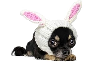 Zoo Snoods Bunny Costume for Dogs & Cats (Small) - Warm No Flap Ear Wrap Hood for Pets, Dog Bunny Ears for Easter, Soft Yarn Ear Covers for Winters, Halloween Parties & Festivals