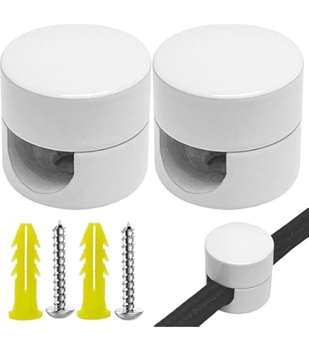 White Metal Lamp Cable Holder | Tight Cable - No Monkey Swing | Gooseneck | Ceiling Mount Lamp Cable Guide | Spacer Hanger | Suitable For Cable