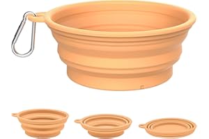 TOKAYIFE Ciotola Pieghevole Portatile per Cani Con Moschettone - Da Viaggio (Una Singola, Arancione)