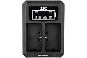 JJC USB Dual Ladegerät Akkulader für Canon EOS R R5 5DIV 5DIII 5DII 5Ds 5Ds R, 6D 6DII 7D 7DII 90D 80D 70D 60D 60Da für Canon LP-E6 LP-E6N LP-E6NH Akku